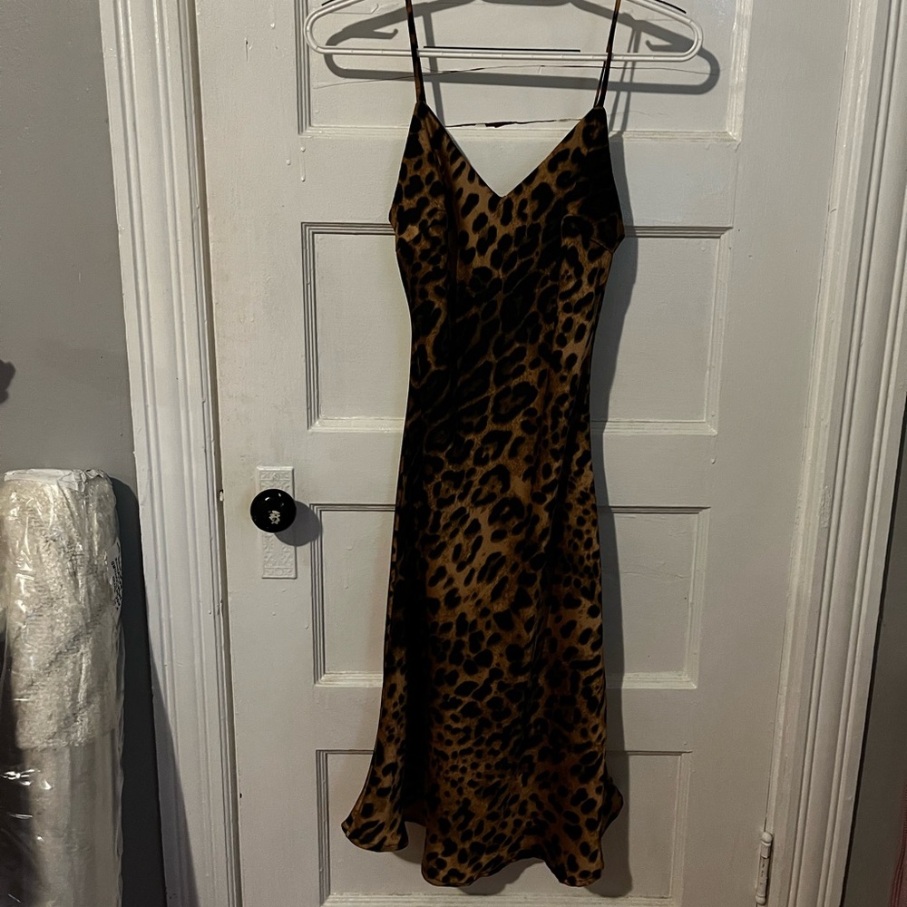 Cheetah print silk slip dress